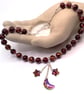 Maroon Glass Bead & Silver Plated Spacer Jewellery with Vitrail Moon and Stars - Image 2