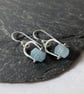 Silver and aquamarine small dangle earrings 
