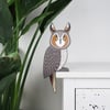 long eared owl door topper, frame decoration, wooden bird wall art