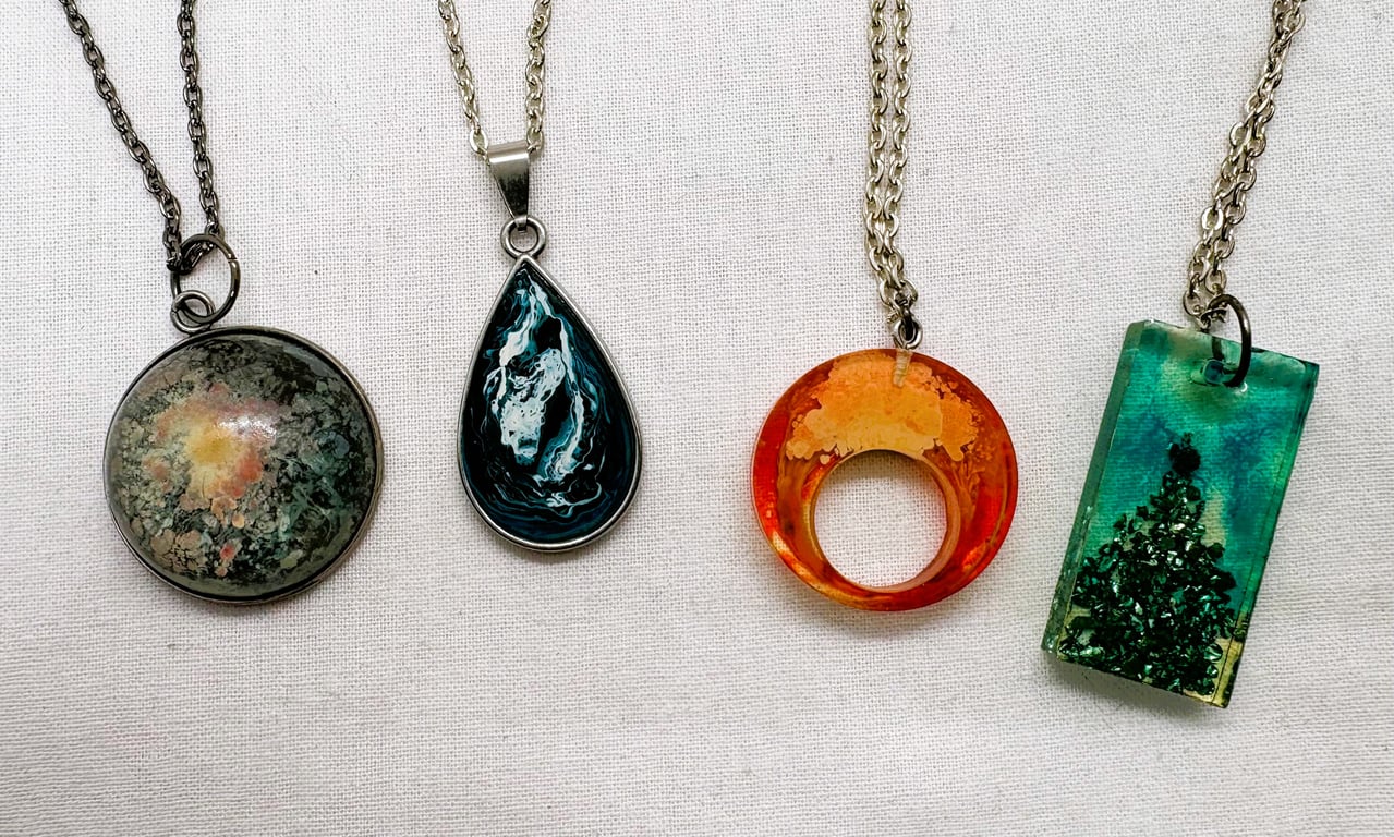 Handmade resin cast pendants