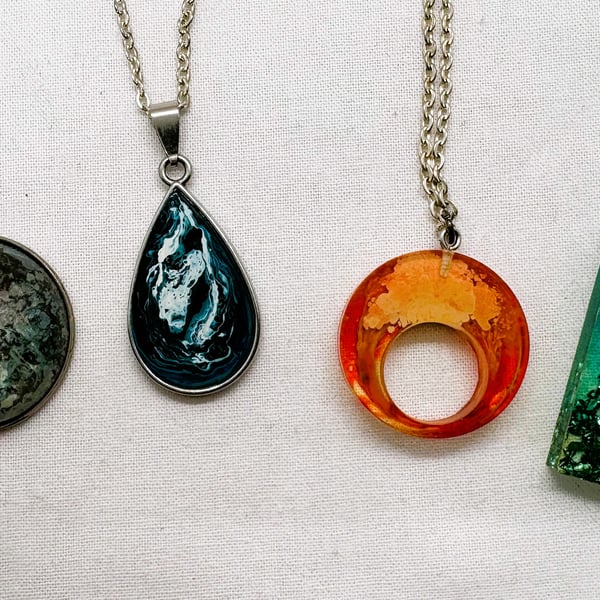 Handmade resin cast pendants