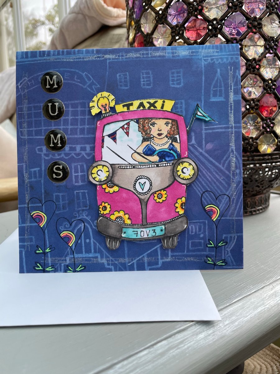 Mum's taxi quirky fun Mother's day card