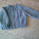 Round Neck 14 inch Cardigan with Mock Cable Design