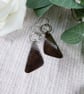 Earrings, Sterling Silver and Copper Long Triangle Dropper Earrings - Image 2