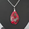 Red, grey and pink gemstone pendant necklace