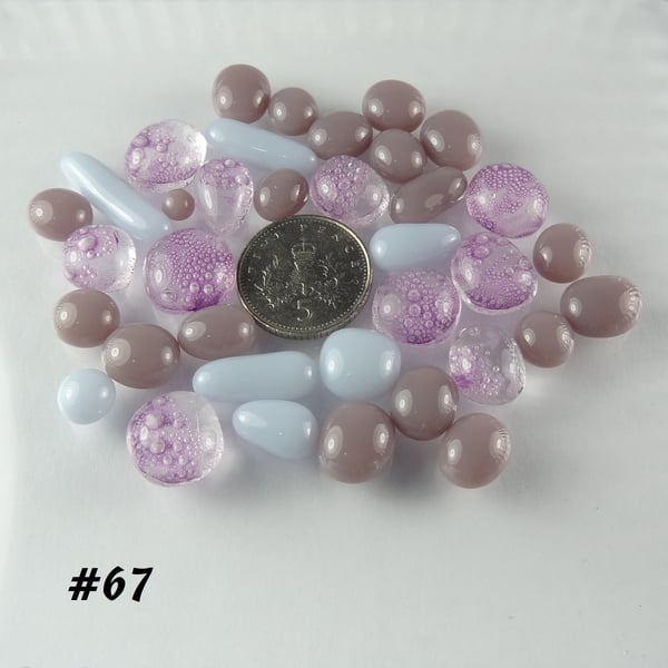25g purple art glass cabochons, for jewellery making, crafting (67)