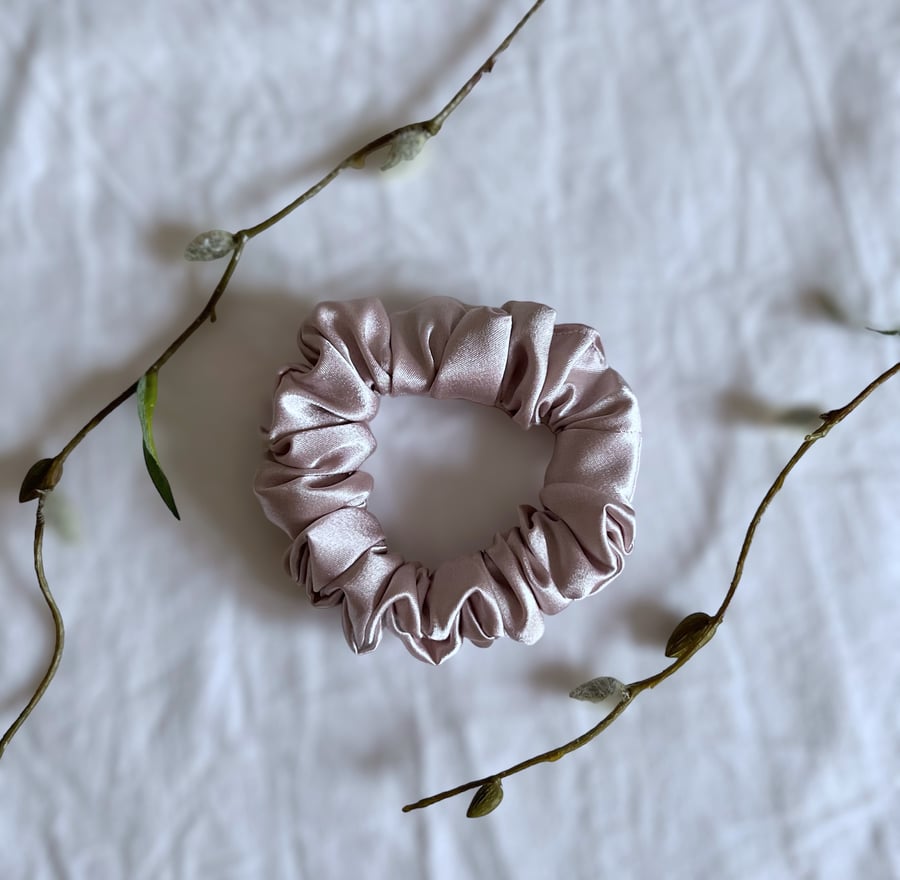 Blush Pink Satin Scrunchie - Regular