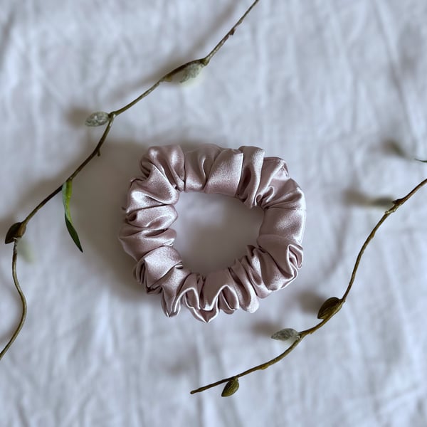 Blush Pink Satin Scrunchie - Regular