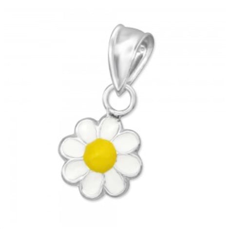 Sterling Silver Painted Daisy Flower Charm