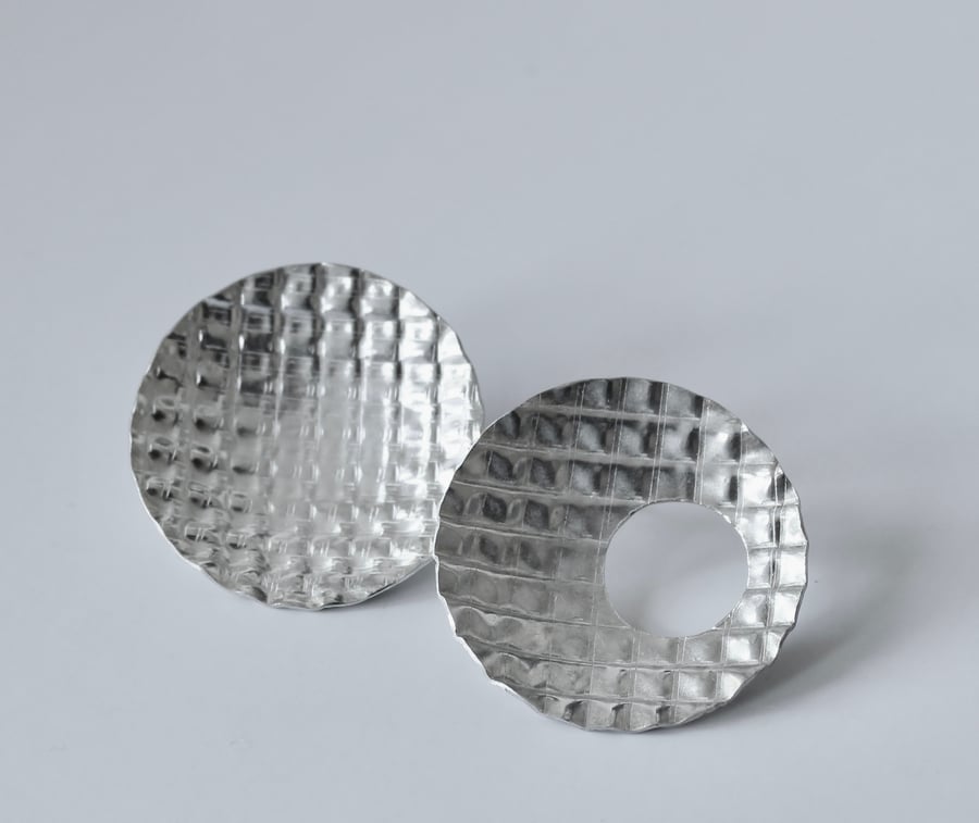 Mismatched Textured Dome Earrings