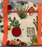 Handmade fully lined cream & orange cotton tote bag with pockets