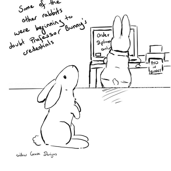 Professor Bunny "Qualifications" - Art Print
