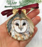 Barn Owl Ornament - Owl hanging Shell ornament - owl lover gift - Handmade Bird