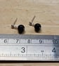 Tiny Obsidian french ball drop stud earrings. 925 sterling silver - Image 4