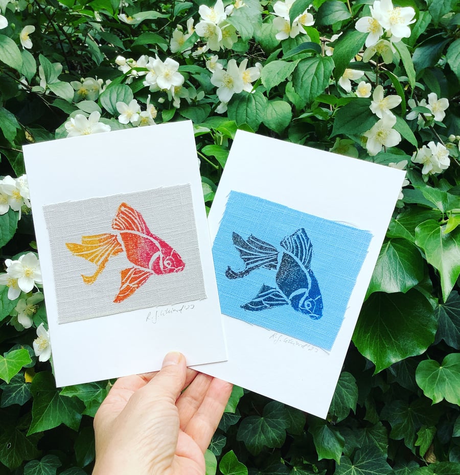 Red and yellow Koi Fish blank greeting card