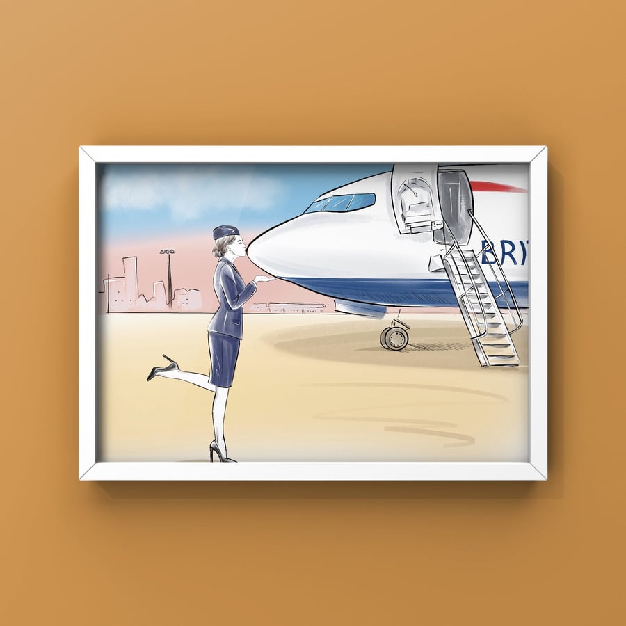 British Airways Flight Attendant Poster Cabin Crew Print