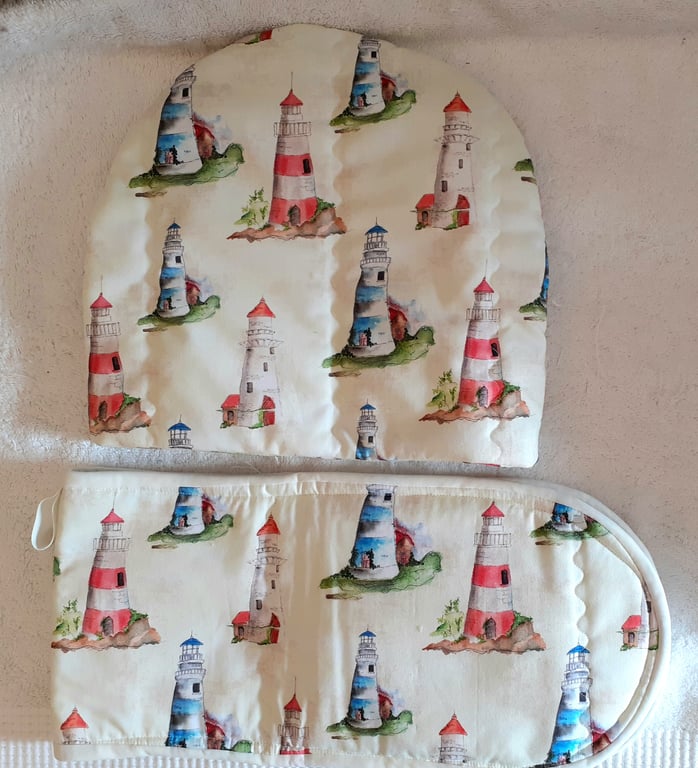 Lighthouses Tea cosy and oven glove set