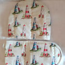 Lighthouses Tea cosy and oven glove set