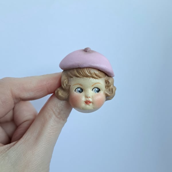 Dottie Dollie Pin Brooch - Rose with a Pink Beret