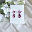 Magenta Confetti Acrylic Elegant Drop Earrings