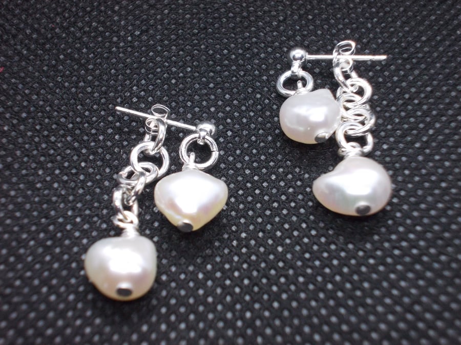 Freshwater cultured pearl nugget earrings