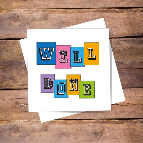 Well done - congratulations, proud of you card, free postage, blank inside