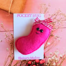 Hand sewn 'jelly bean' pocket hug and pocket hug card,letterbox gift (hot pink)