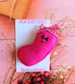 Hand sewn 'jelly bean' pocket hug and pocket hug card,letterbox gift (hot pink)