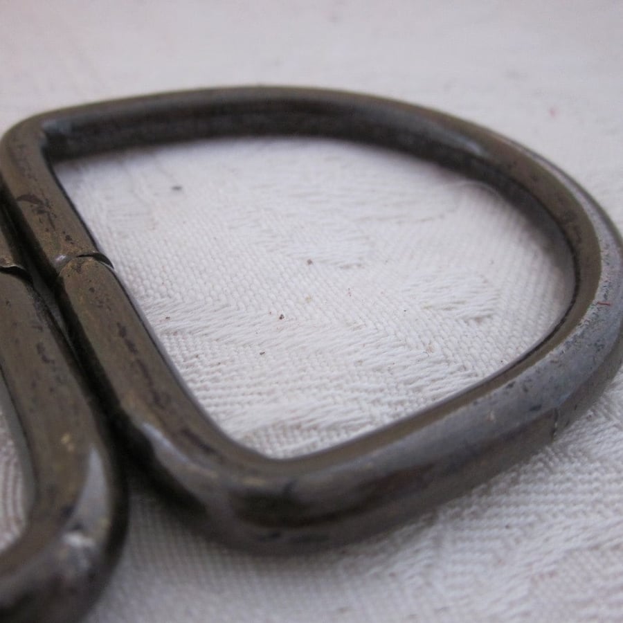 2 Large Bronze Tone D Rings