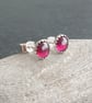 Garnet stud earrings, January birthstone earrings, Red gemstone - Image 1