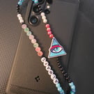 All Seeing Eye Phone Charm Strap, Evil Eye Beaded Wrist Strap, Gothic Aesthetic