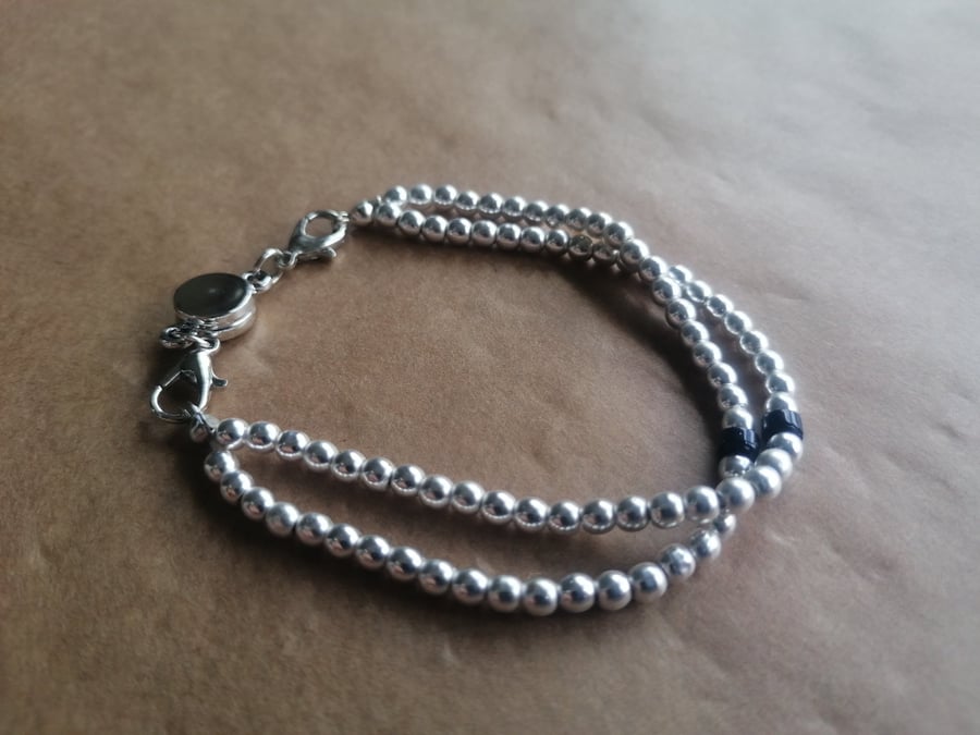 Silver double hang, starry wheeled bracelet. Wedding, civil wedding piece. 