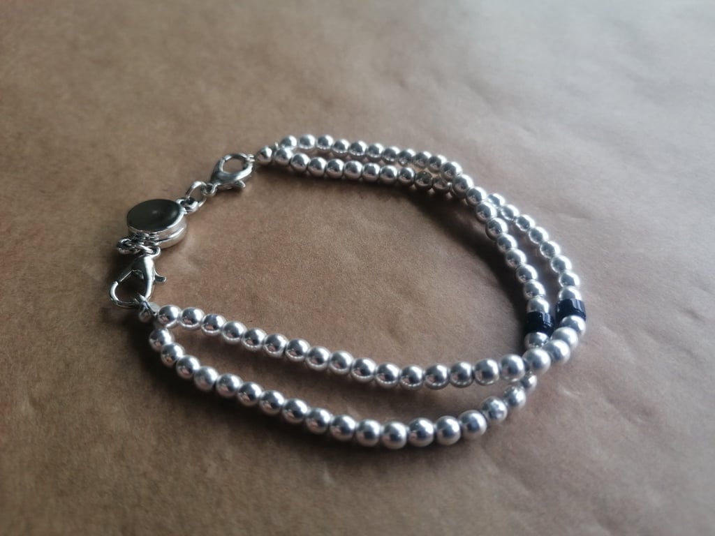 Silver double hang, starry wheeled bracelet. Wedding, civil wedding piece. 