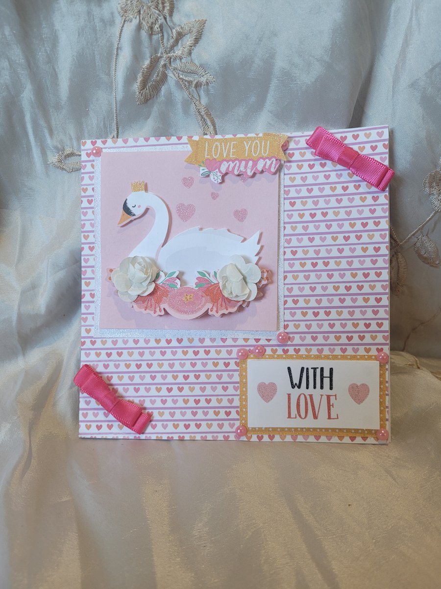 Mothers Day Greeting Card - Swan Heart