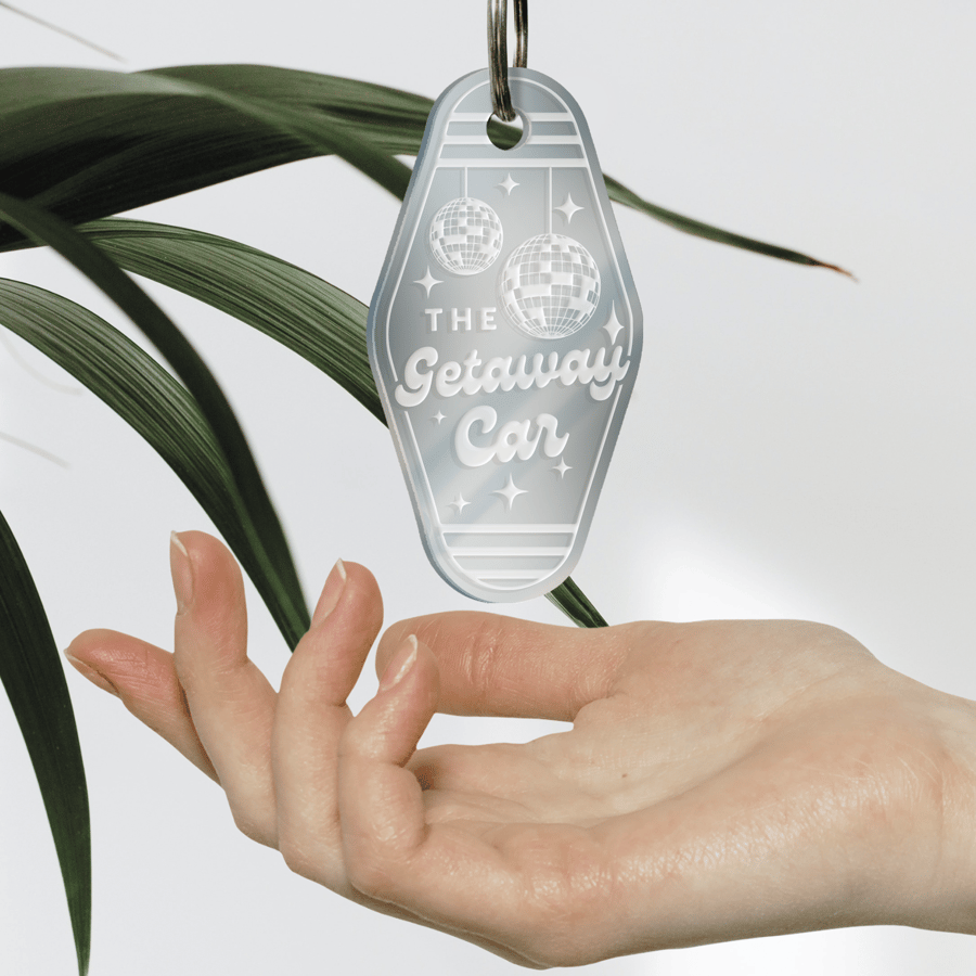Getaway Car - Disco Ball Keyring: Girly Acrylic Keychain Vintage Vibe Song quote