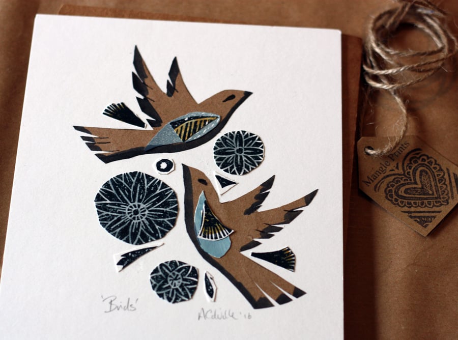Linoprint Collage Birds2