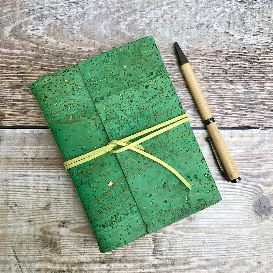 Cork Journal Notebook in Spring Green