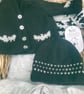 Baby's first Halloween, Bats , alternative baby cardigan, hat ,romper 0 3 months - Image 1