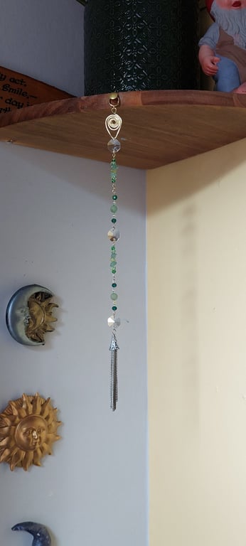 Emerald and Pale Green Spiral Suncatcher Wall Hanging Decoration 