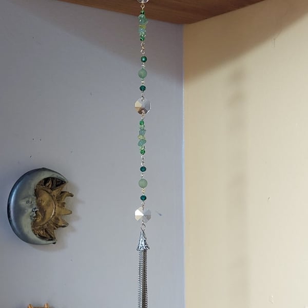 Emerald and Pale Green Spiral Suncatcher Wall Hanging Decoration 
