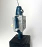 Handbuilt Ceramic Robot Figurine: Turquoise & Silver 'Wobot' - Image 2
