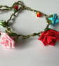 Multicolour Fabric Flower Crown with sequins - One size, Long Lasting! - Image 2