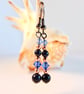 Blue Goldstone Earrings With Swarovski 'Sapphire' Crystals and Copper Beads. - Image 5