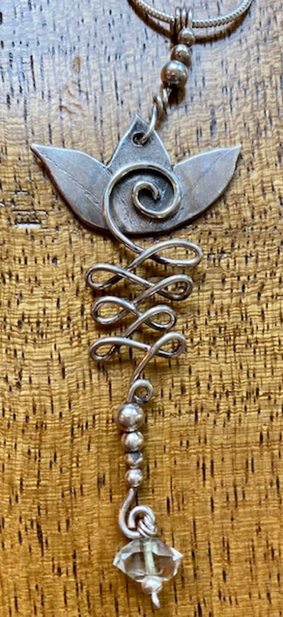 Lotus Unalom and Herkimer diamond pendant