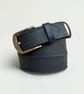 Black Full Grain Double-Stitched Leather Belt Mens Saddlery Belt 38mm UK - Image 5