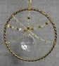 Gold Upcycled Bangle Window Decoration-Suncatcher with Gold and Clear Beads