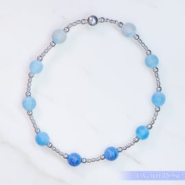 Bracelet with crackle glass beads and sterling silver beads 
