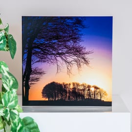 Sunset Trees Blank Greetings Card silhouettes landscape evening twilight dusk  