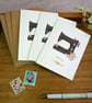 Set of 3 Sewing Machine Mini Notecards 