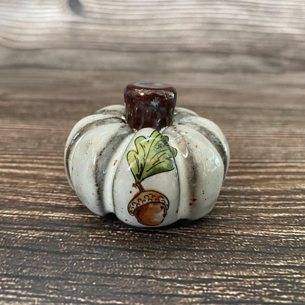 HANDMADE Black Clay Autumn Acorn Ceramic Pumpkin - Halloween Pumpkin